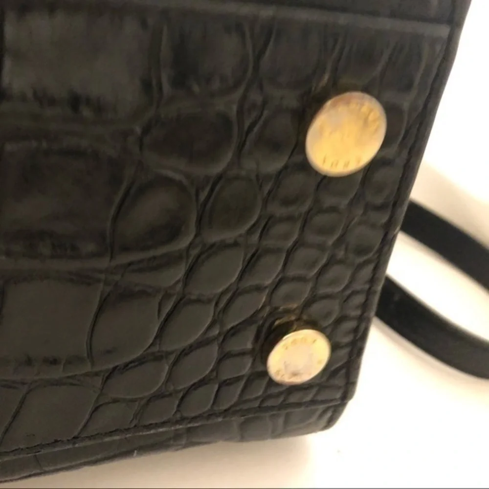 MICHAEL KORS black embossed leather tote bag
